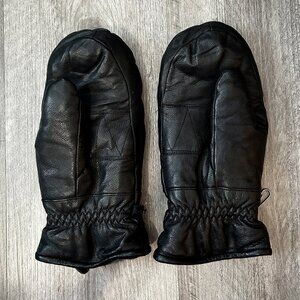 Leather Mitts unisex SIZE M black gloves